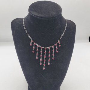 VINTAGE GRADUATED DANGLE CRYSTAL CHOKER set in GUNMETAL CHAIN NECKLACE